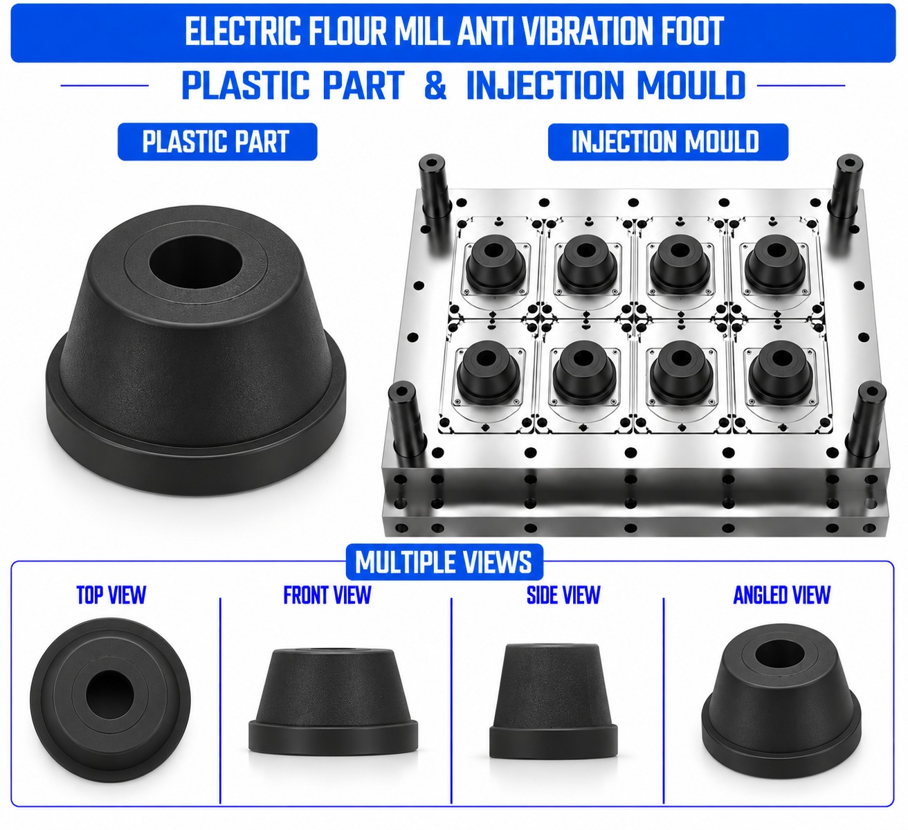Electric Flour Mill Plastic Anti Vibration Foot Mould and Moulding Service